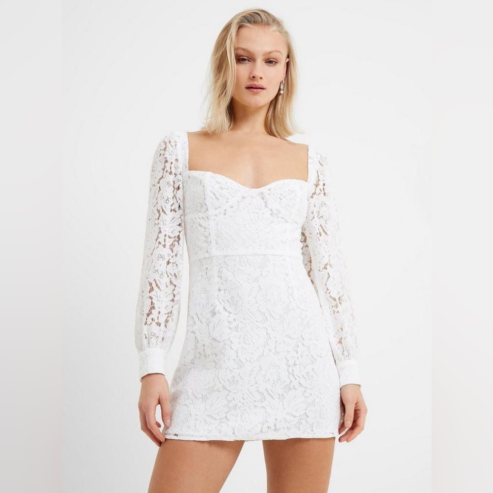 FRENCH CONNECTION NWT Arteena Lace Mini Dress Long Sleeve Size 0